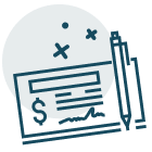 Icon illustration of a bank check