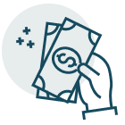 Icon illustration of a hand holding cash