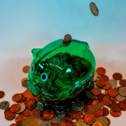 piggy bank with coins